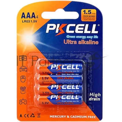 Щелочной/алкалиновый элемент питания PKCELL LR03-4B тип - AAА 4 шт в блистере