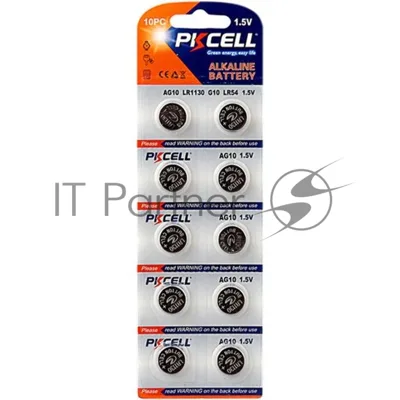 Щелочной/алкалиновый элемент питания PKCELL AG10-10B тип - LR54(AG10) 10 шт в блистере
