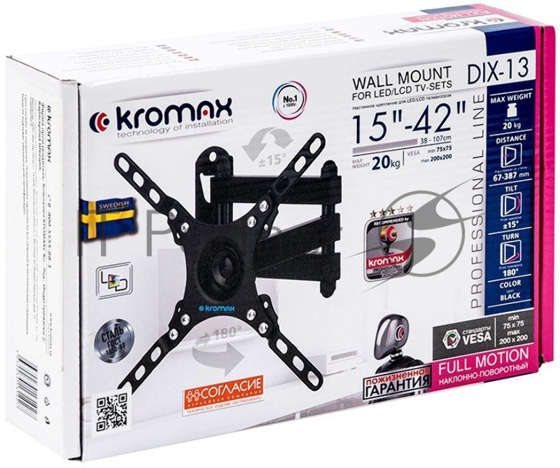 Кронштейн для LED/LCD телевизоров Kromax DIX-13 черный
