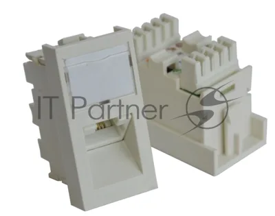 Вставка RJ-45 UTP Cat.5E, 22.5x45 мм угловая, с маркировкой, белая