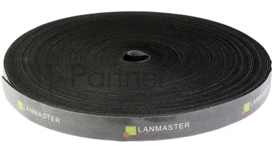Хомут-липучка LANMASTER шириной 20 мм, 30 м, черный