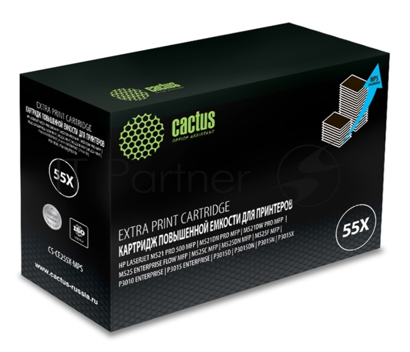 Картридж лазерный Cactus CS-CE255X-MPS черный (15000 стр.) для HP LaserJet M521 Pro 500 MFP, M521dn Pro MFP, M521dw Pro MFP, M525, M525c MFP, M525f, P3010, P3015, P3015d, P3015dn, P3015x
