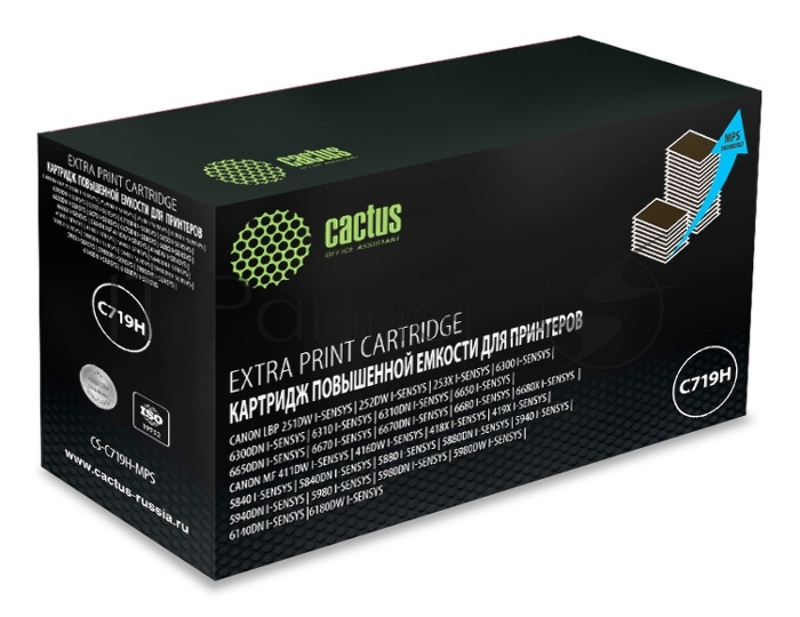 Картридж лазерный Cactus CS-C719H-MPS черный (8000 стр.) для Canon MF5840dni-Sensys/MF5880dni; LBP6300i/6650i
