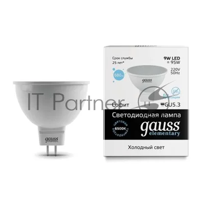 Лампа светодиодная Gauss LED Elementary MR16 GU5.3 9W 680lm 6500K 1/10/100 0
