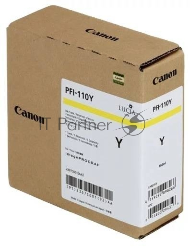 Картридж струйный Canon PFI-110 Y 2367C001 желтый (160мл) для Canon TX-2000/TX-3000/TX-4000