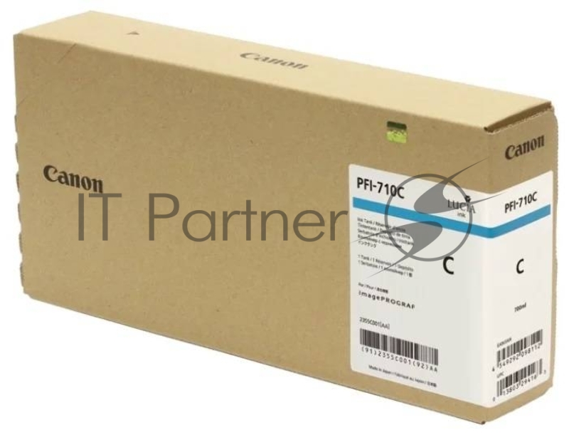 Картридж струйный Canon PFI-710 C 2355C001 голубой (700 мл) для Canon TX-2000/TX-3000/TX-4000