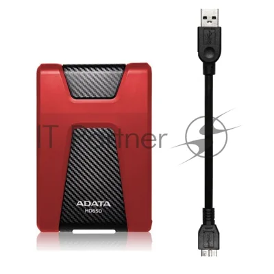 Внешний HDD 2.5" ADATA HD650, 1TB, USB 3.2 Gen 1 Type-A, 5400 rpm, красный