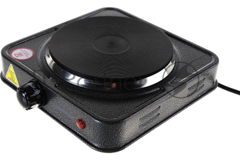 Плита настольная электрическая Homestar HS-1102 серый, 1 кВт, ТЭН, конфорки - 1, нержавеющая сталь, поворотные переключатели