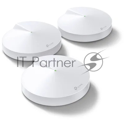 Маршрутизатор TP-Link TP-Link DECO M5(3-PACK) AC1300 Домашняя Wi-Fi система, чипсет Qualcomm, два диапазона (Dual-Band), поддержка стандартов 802.11ac/a/b/g/n, 717 МГц четырехъядерный процессор, Bluetooth 4.2, 2 гигабитных порта Ethernet, 1 порт USB Type-C, 4 встроенные антенны, 256QAM, MU-MIMO, HomeCare