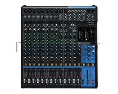 Пульт Yamaha [MG16XU] 16-канальный микшерный пульт: макс. 10 микрофонных/16 линейных входов (8 моно + 4 стерео)/4 групповые шины + 1 стереошина/4 шины AUX, Микрофонные предусилители D-PRE, Фантомное питание +48 В, эффекты: SPX с 24 программами, И