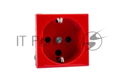 Механизм розетки Legrand 1-м СП Mosaic 2 модульный, с заземлением, красный Legrand 077214 124965