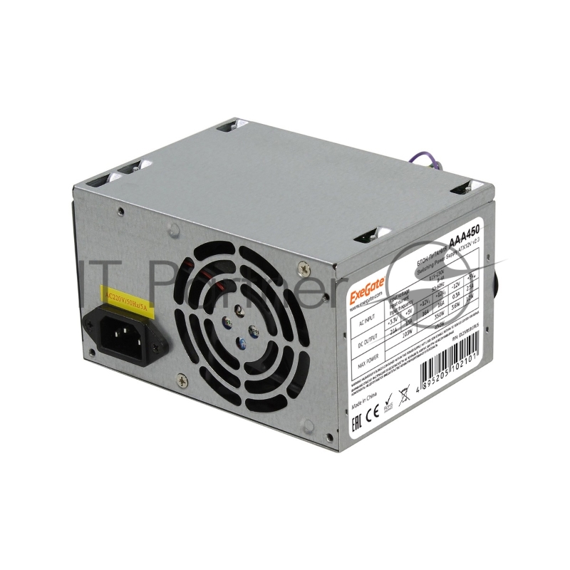 Блок питания ExeGate AAA450 (ES259591RUS-S), 450Вт, 80мм, серебряный