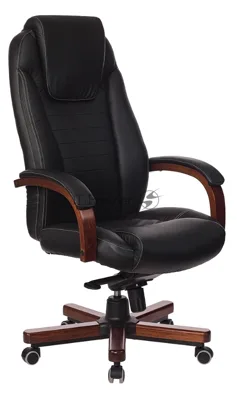 Кресло Бюрократ T-9923WALNUT/BLACK черный, кожа