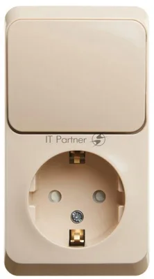 Блок Schneider-electric ЭТЮД О/У БЛОК: Розетка с зазем. со шт. + Выключатель 1-клавиш., кремовый,