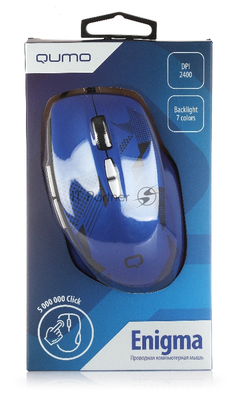 Мышь проводная Qumo Office Enigma M59 синий, 2400 dpi, USB, кнопки - 7
