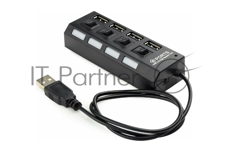 USB-концентратор Gembird UHB-243-AD, USB 2.0, USB 4 порта с подсветкой и выключателем, USB