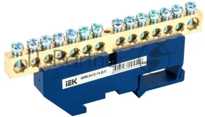 Шина IEK YNN10-812-14D-K07 N "ноль" на DIN-изол ШНИ-8х12-14-Д-С IEK