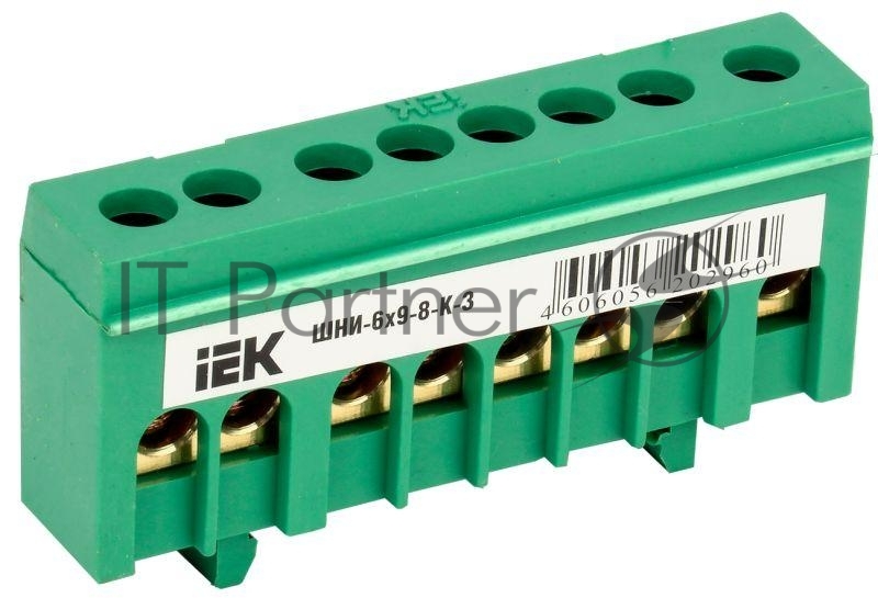 Шина IEK YNN10-69-8KD-K06 PE "земля" в корп изол на DIN-рейку ШНИ-6х9-8-К-З IEK