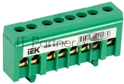 Шина IEK YNN10-69-8KD-K06 PE "земля" в корп изол на DIN-рейку ШНИ-6х9-8-К-З IEK