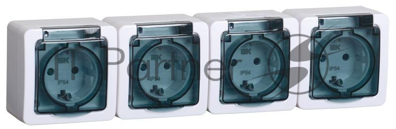 Розетка IEK ERMP42-K03-16-54-EC РСб24-3-ГПБд роз 4м с з/к о/у IP54 (дымчатый) ГЕРМЕС PLUS