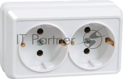 Розетка IEK ERO21-K01-16-DC РС22-3-ОБ 2местн. с з/к 16А откр.уст. ОКТАВА (белый)