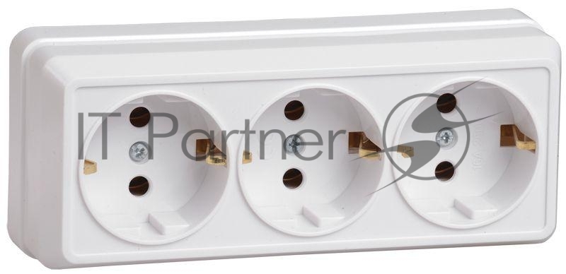 Розетка IEK ERO31-K01-16-DC РС23-3-ОБ 3 местн. с з/к 16А откр.уст. ОКТАВА (белый)