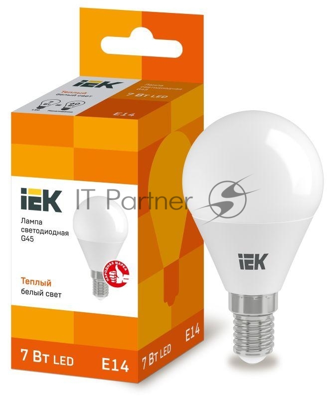 Лампа cветодиодная IEK LLE-G45-7-230-30-E14 ECO G45 шар 7Вт 230В 3000К E14