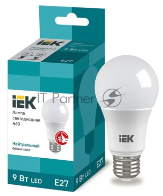 Лампа cветодиодная IEK LLE-A60-9-230-40-E27 ECO A60 шар 9Вт 230В 4000К E27