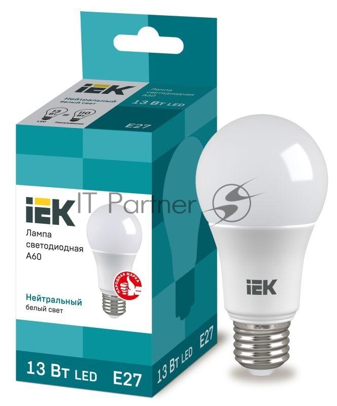 Лампа cветодиодная IEK LLE-A60-13-230-40-E27 ECO A60 шар 13Вт 230В 4000К E27