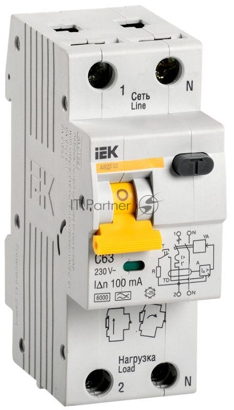 Выключатель автоматический дифференциального тока IEK MAD22-5-063-C-100 АВДТ 32 C63 100мА