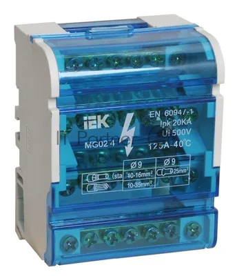 Шины на DIN-рейку в корпусе IEK YND10-4-07-100 (кросс-модуль) ШНК 4х7 3L+PEN IEK
