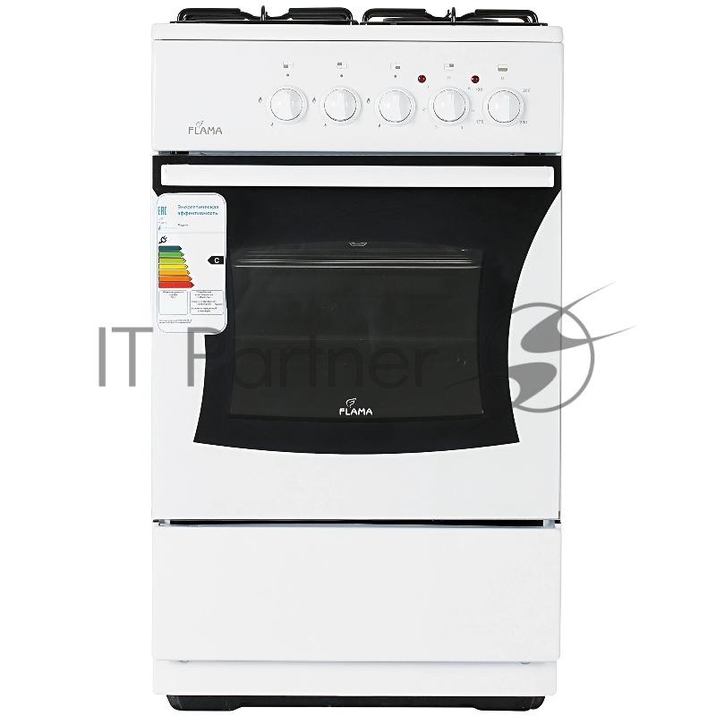 Плита комбинированная Flama RK 23-105 W белый, конфорок 4 шт, духовка 50 л, 50 см x 85 см x 60 см