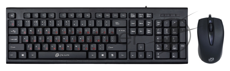 Комплект клавиатура+мышь Oklick 630M проводной, USB, 1600 DPI, чёрный