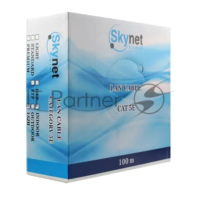 Кабель SkyNet Premium UTP-LSZH 4x2x0,51, низкое дымовыделение, нулевое содержание галогенов, медный, FLUKE TEST, кат.5e, однож., 100 м, box, оранжевый
