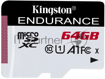Флеш карта microSD 64Gb Kingston microSDНC Class 10 A1 UHS-I Endurance 95R/30W Card Only