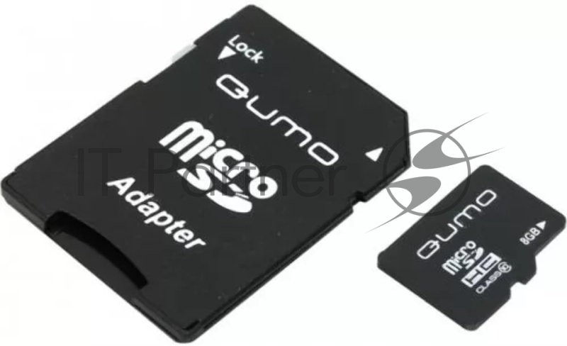 Флеш карта QUMO MicroSDHC 8GB Сlass 10 UHS-I, 3.0 , адаптер в комплекте SD, черно-красная картонная упаковка