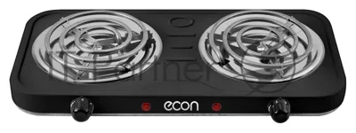 Плита настольная электрическая ECON ECO-211HP черный, 2 кВт, ТЭН, конфорки - 2, эмаль, поворотные переключатели