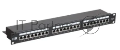 Патч-панель 1U кат.6 STP, 24 порта (IDC Dual), с кабельным органайзером ITK