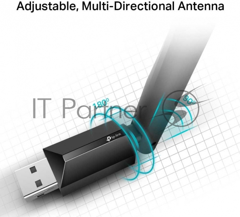 Беспроводный двухдиапазонный USB2.0 адаптер TP-Link Archer T2U Plus, 433 Мбит/с + 200 Мбит/с