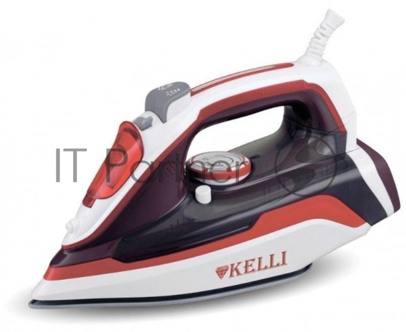 Утюг Kelli KL-1633 красный/черный/белый, 2600 Вт, 90 г/мин, 100 мл