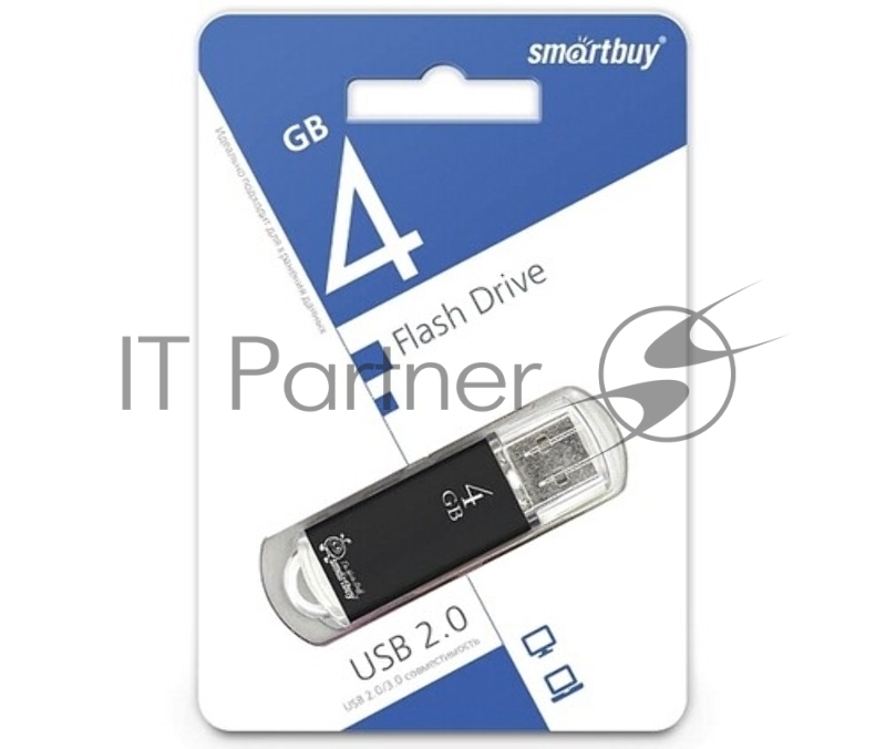 Флешка USB Smartbuy V-Cut black (SB4GbVC-K), 4Gb, USB 2.0, R/W 25/15, черный