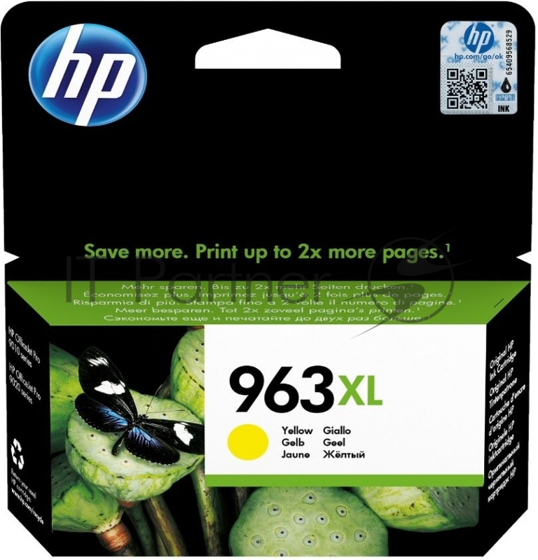 Картридж струйный HP 963XL 3JA29AE желтый увеличенной емкости (1600 стр) для HP OfficeJet Pro 9010, 9013, 9020, 9023