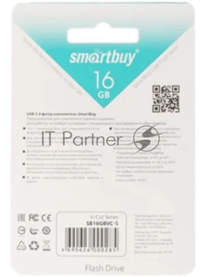 Флешка USB SmartBuy V-Cut Silver (SB16GbVC-S), 16Gb, USB 2.0, R/W 25/15, серебристый