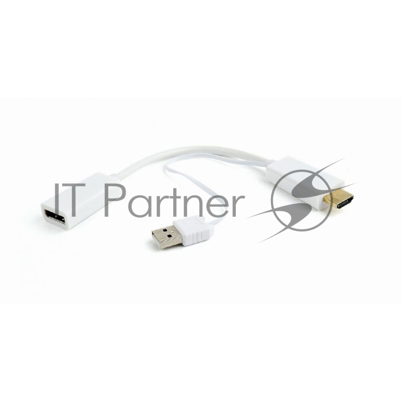 Конвертер HDMI->DisplayPort, Cablexpert DSC-HDMI-DP-W, HD19M+USBxHD20F, белый