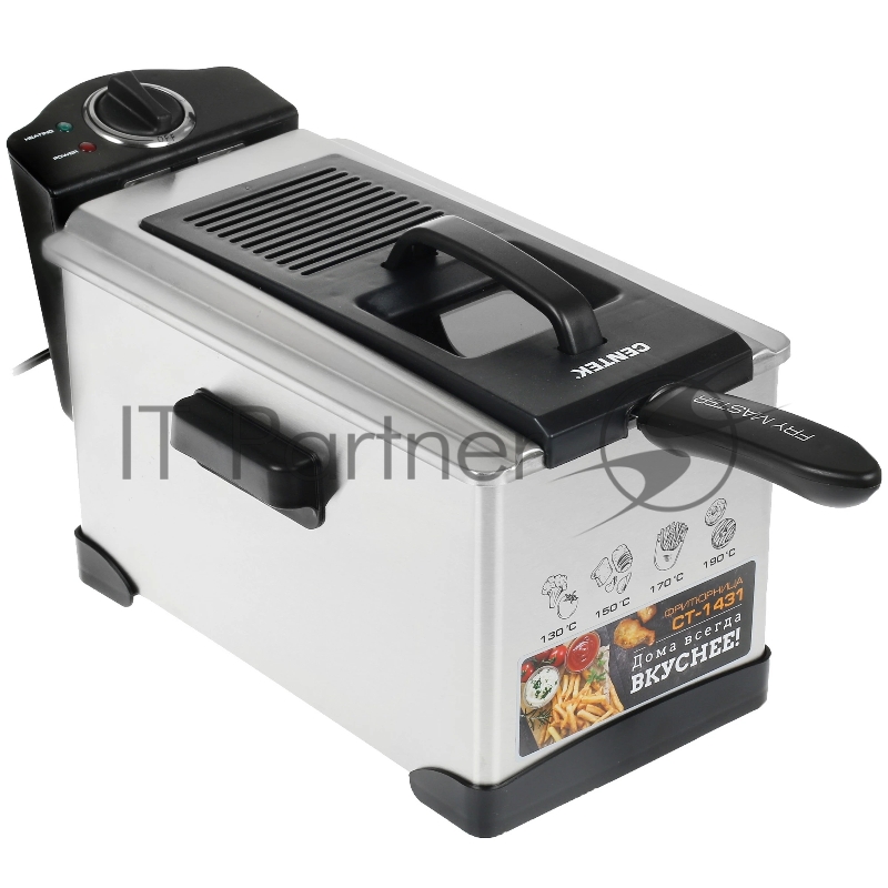 Фритюрница Centek CT-1431 серебристый, 1800 Вт, 3.5 л, 1 кг, антипригарное покрытие