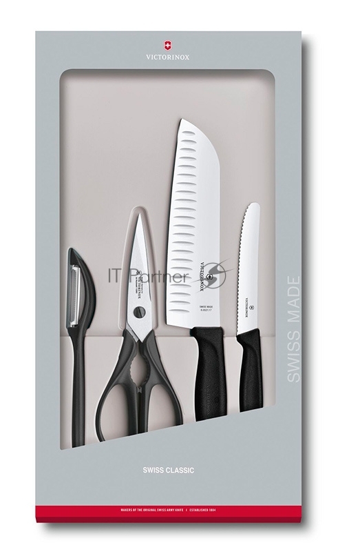 Набор ножей кухонных Victorinox Swiss Classic Kitchen (6.7133.4G) компл.: 4 шт черный, подар. коробка