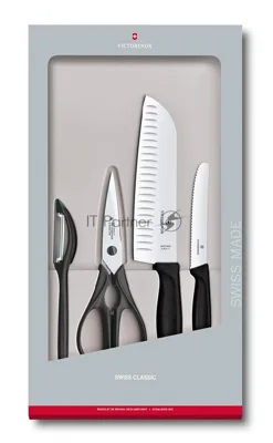 Набор ножей кухонных Victorinox Swiss Classic Kitchen (6.7133.4G) компл.: 4 шт черный, подар. коробка