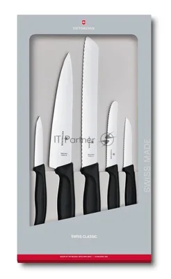 Набор ножей кухонных Victorinox Swiss Classic Kitchen (6.7133.5G) компл.:5шт черный подар.коробка