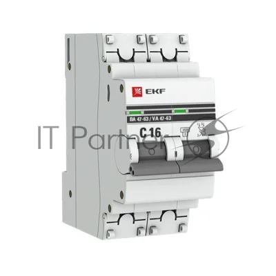 Выключатель автоматический EKF mcb4763-2-16C-pro 2P 16А (C) 4,5kA ВА 47-63 EKF PROxima
