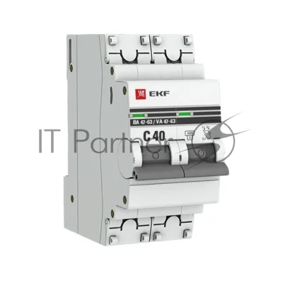 Выключатель автоматический EKF mcb4763-2-40C-pro 2P 40А (C) 4,5kA ВА 47-63 EKF PROxima